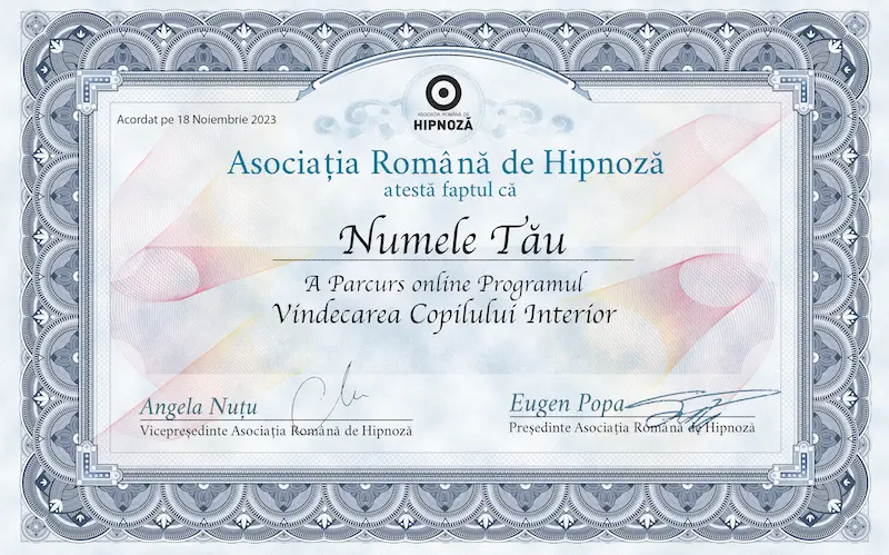 Certificat Vindecarea Copilului Interior Certificat Vindecarea Copilului Interior
